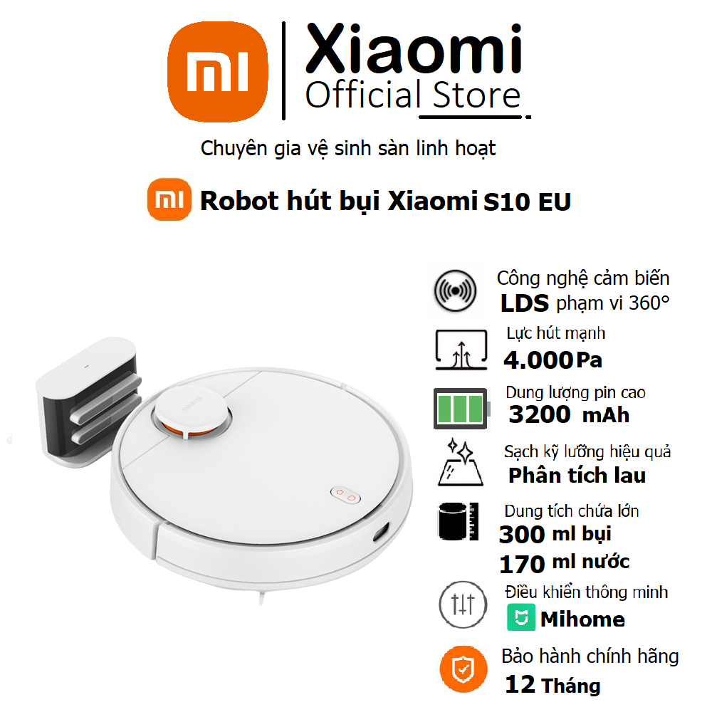 Mi Robot Vacuum S10 EU / Mop 2 Pro - Máy hút bụi lau nhà Xiaomi - Bản đồ nhiều tầng, rung sóng siêu âm tần số cao - Q tế