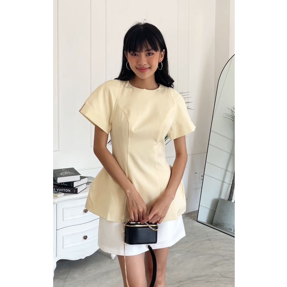 Áo cổ tròn peplum tay ngắn , Peace House Clothing