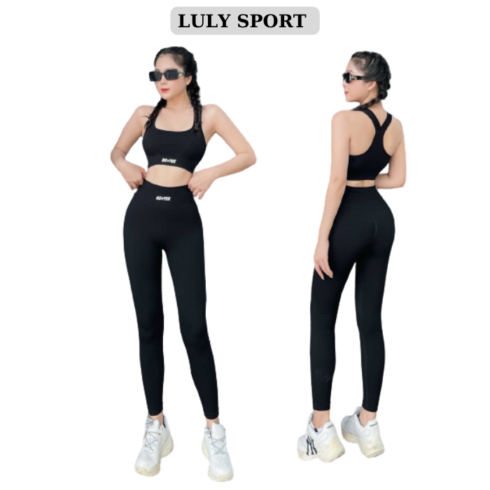 Sét đồ tập gym nữ quần 9 tấc LULY SPORT mút đúc liền hàng Quảng Châu cao cấp,thấm hút mồ hôi, co giãn 4 chiều