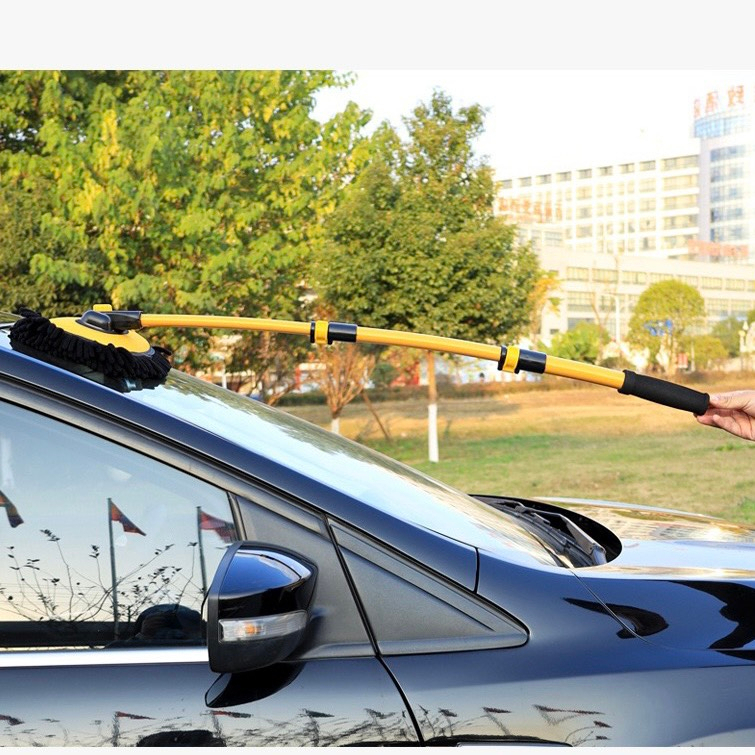 Chổi lau rửa Xe Ô Tô 3 khớp nối cong 15 độ, kéo dài 1m, sợi nhung mềm mại