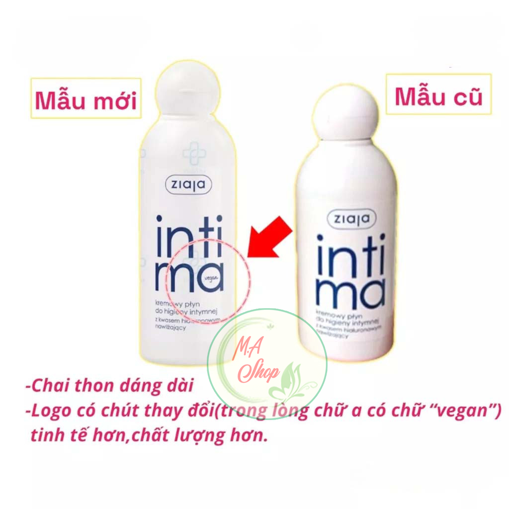 Dung dịch vệ sinh Intima Ziaja,nước rửa dạng sữa giúp trẻ hóa vùng kín phụ nữ giảm viêm, khí hư, giảm khô chai 200ml