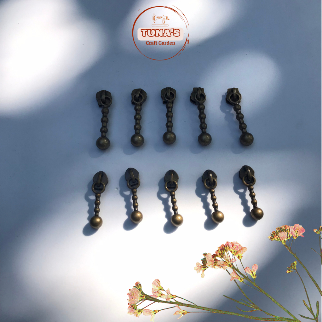 Đầu khóa kéo răng 3 dành cho dây kim loại và dây nilon, kiểu dáng vintage