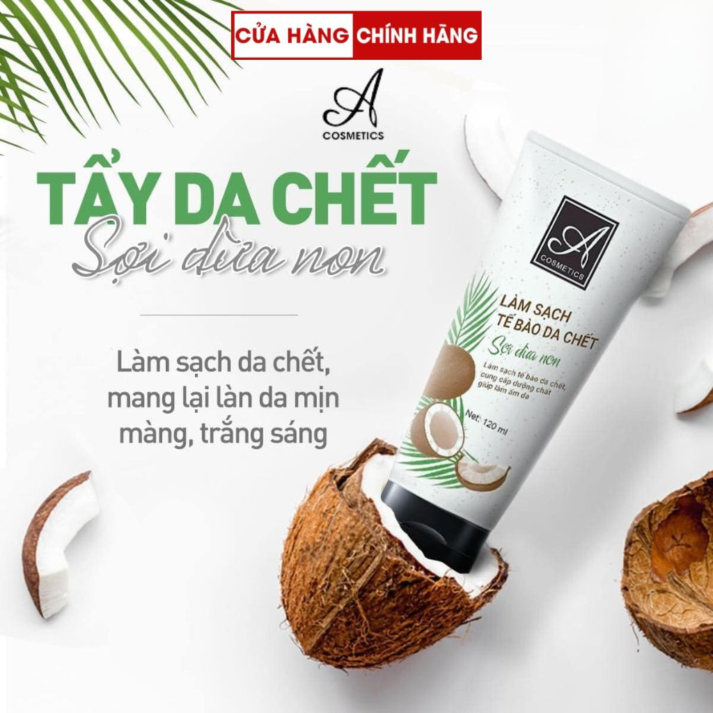 Muối tẩy tế bào chết da mặt Sợi dừa non Acosmetics, Làm sạch tế bào da chết 120ml