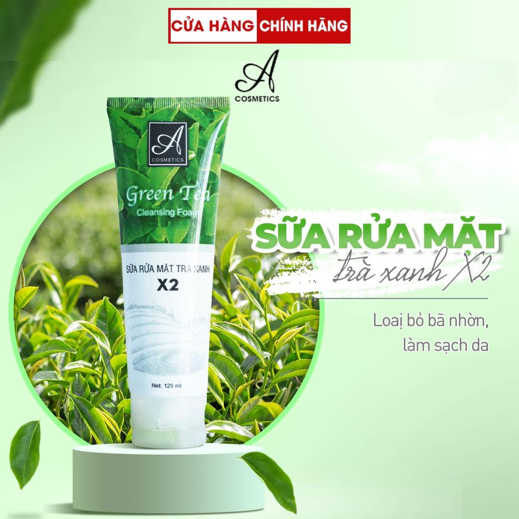 Sữa rửa mặt trà xanh X2 Acosmetics trắng da, ngừa mụn, chiết suất từ tinh chất trà xanh 120ml