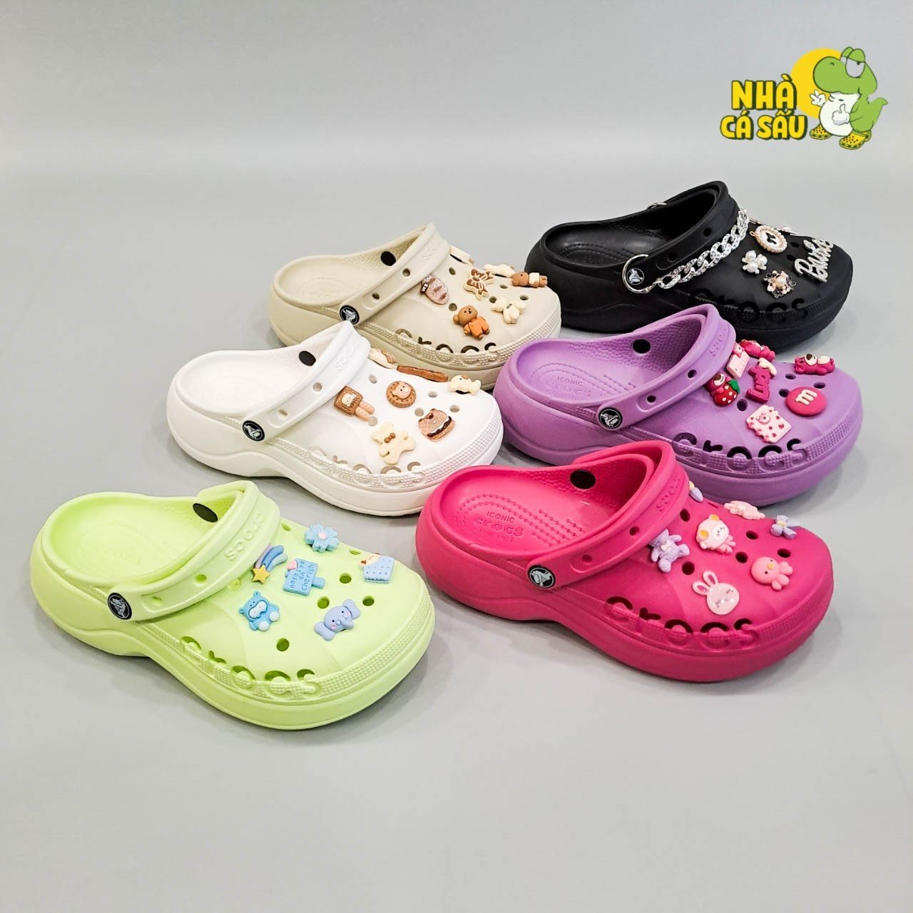 Dép crocs classic baya crush đế cao 5 phân tặng 10 jibbitz sticker, dép sục crocs cao 5cm bayaband crush nữ-Crocshouse