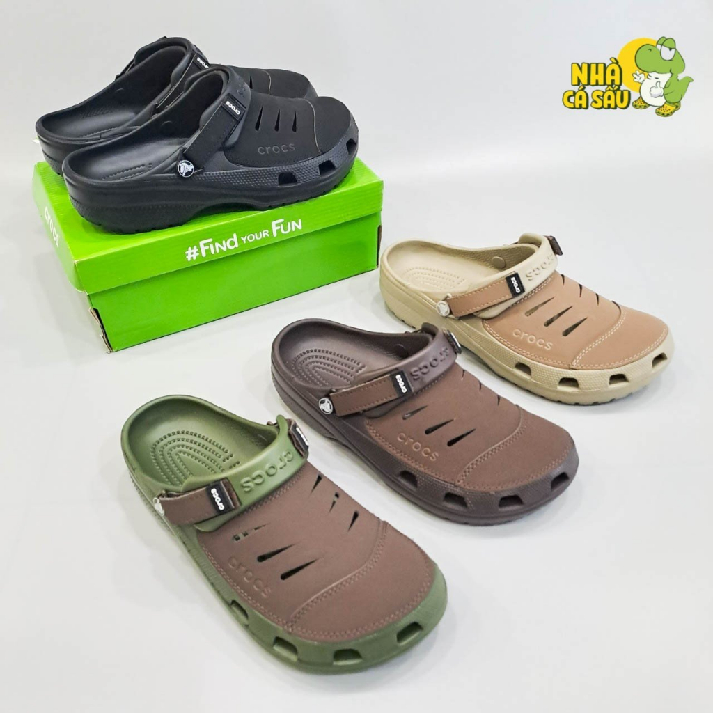 Dép sục crocs yukon clog for men siêu nhẹ thiết kế phối da , đế chống trơn trượt - Crocs House