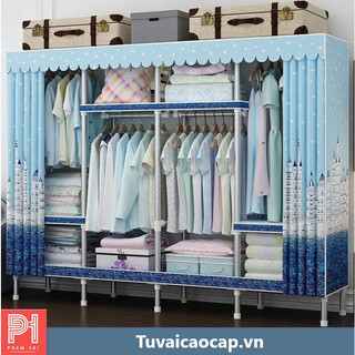 Tủ đựng quần áo, tủ quần áo loại 1 bền nhất khung THÉP titan 3 buồng 2 Buồng cỡ lớn