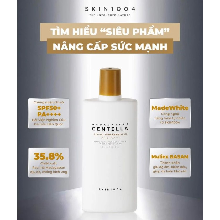 Kem Chống Nắng Nâng Tông Da Chiết Xuất Rau Má Skin1004 Madagascar Centella Air-Fit Suncream SPF50+/PA++++ 50ml