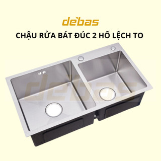 Chậu rửa bát korea 2 hố lệch cân inox sus304 đúc bồn rửa chén 2 hộc debas 8245 7843 7042
