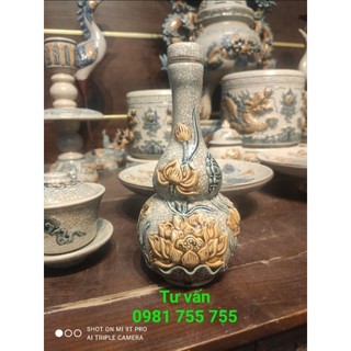 Nậm rượu hoa sen thờ cúng men rạn bát tràng loại 1_hàng nghệ nhân
