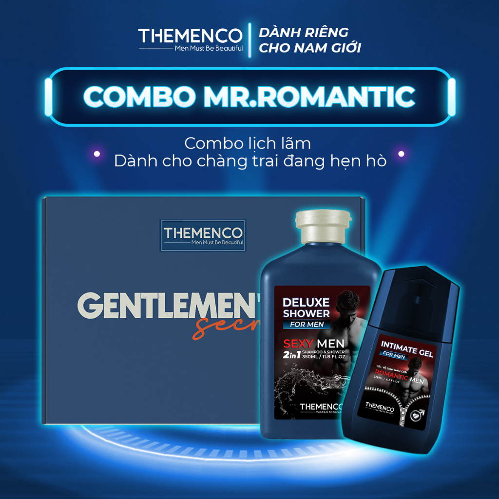 Combo Lịch Lãm Sữa Tắm hương nước hoa cao cấp 350ml và Gel Vệ sinh Nam 125ml dành cho Nam Giới Themenco