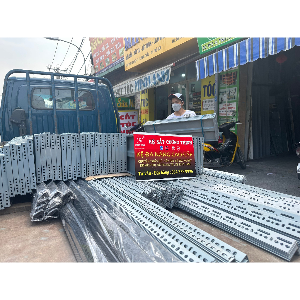 Sắt V lỗ, V3.3 Dài 100cm, Lắp kệ sắt v lỗ đa năng