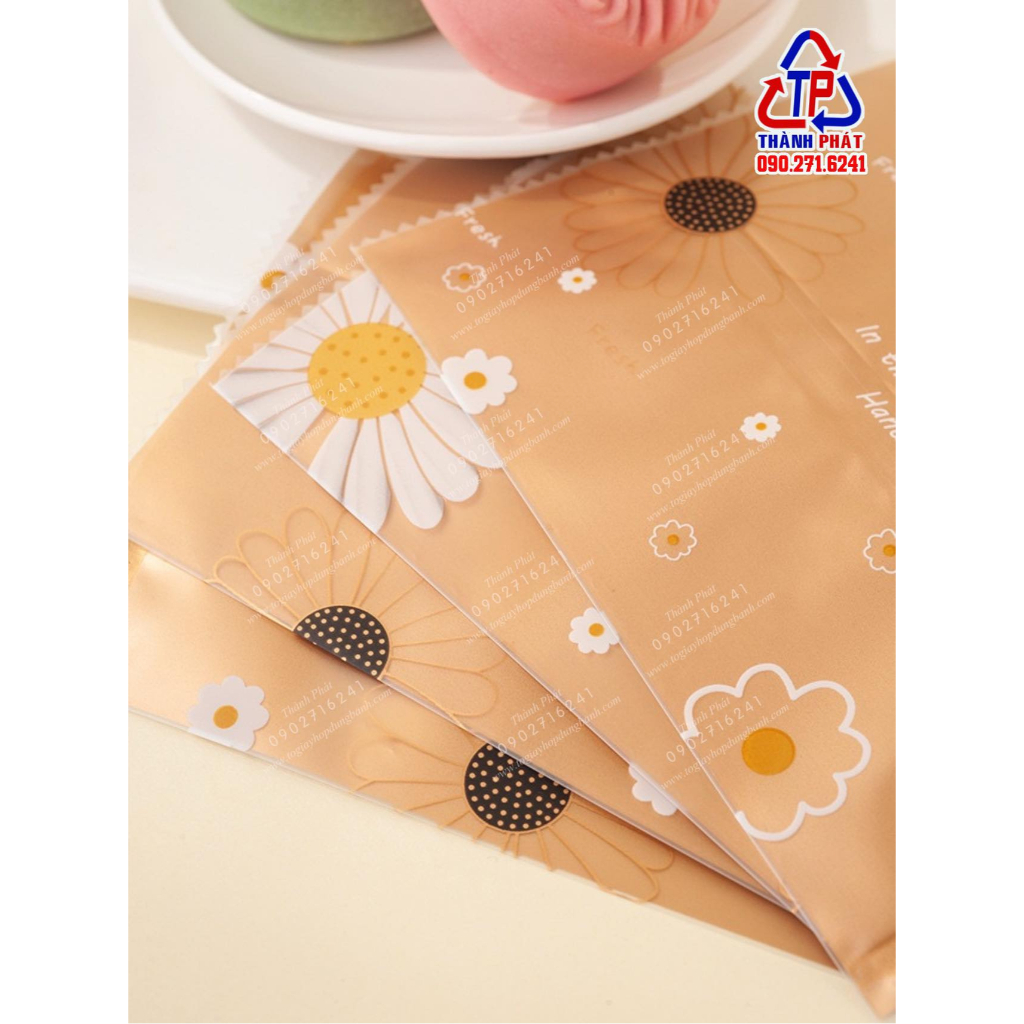 100 Khay túi cúc vàng đựng bánh trung thu mini 50g - 65g - đựng bánh trứng chảy - bánh mochi