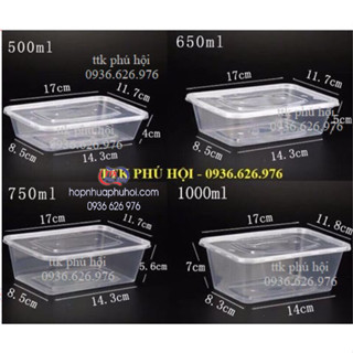 combo 50 hộp hình chữ nhật màu trong đựng thạch rau câu, kem, chân gà sả tắc, ...