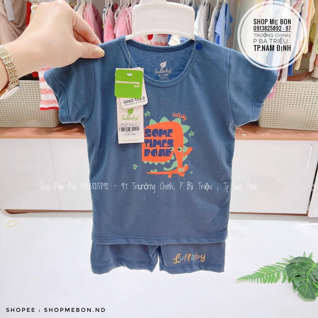 Bộ cộc tay cài vai cotton 100% Lullaby mềm, mịn cho bé
