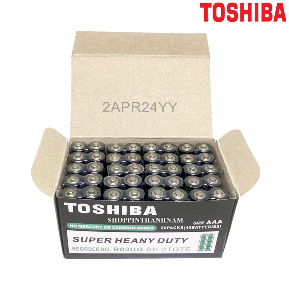 Hộp 40 viên pin AAA Maxell, Toshiba đũa - Hàng nhập khẩu