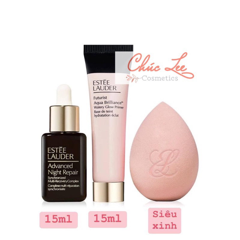 Set gift 3 món serum bông mút kem lót estee lauder
