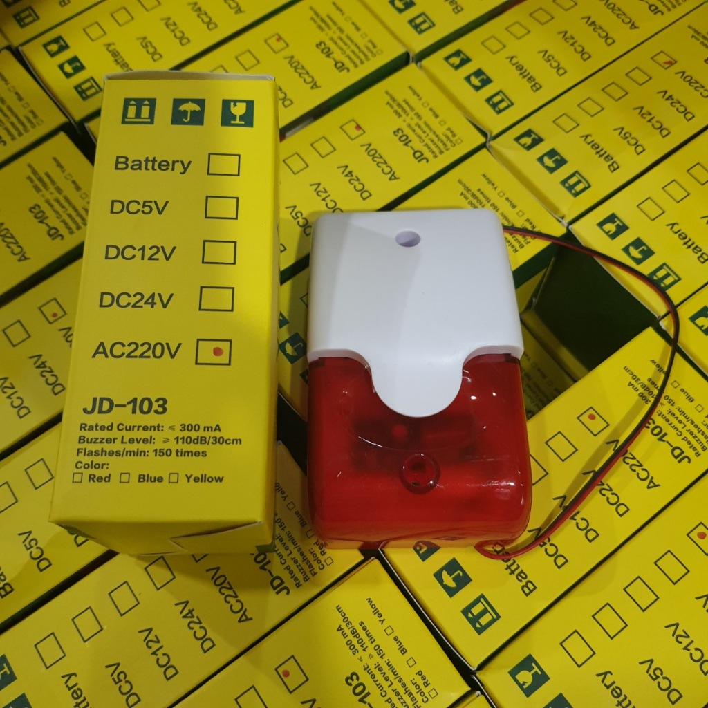 Đèn báo cháy báo động có âm thanh điện áp AC-220V JD-103 loại 1 âm thanh to 110DB đèn chớp sáng chuông báo cháy