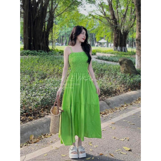 VÁY 2 DÂY BO THUN NGỰC DÁNG DÀI