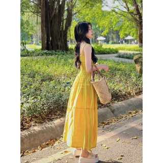 VÁY 2 DÂY BO THUN NGỰC DÁNG DÀI