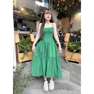 VÁY 2 DÂY BO THUN NGỰC DÁNG DÀI