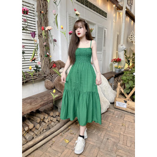 VÁY 2 DÂY BO THUN NGỰC DÁNG DÀI