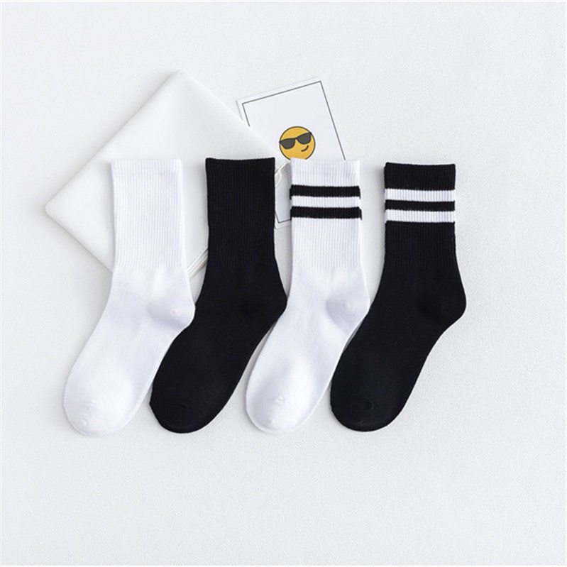Tất cao cổ [Sam] Set 4 đôi Tất nữ cổ cao kẻ sọc phong cách Hàn Quốc chất dệt kim