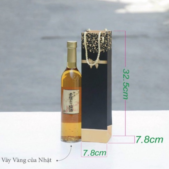 JG- 10 Túi Giấy Đựng Rượu Vang, Rượu Mơ, Rượu Vảy Vàng Màu Đỏ Đen Đựng 1 Chai 750ml, Size 32.5x7.8x7.8cm