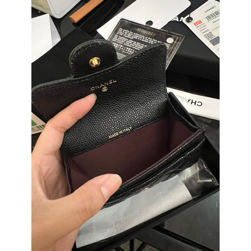 💎Ví CC WALLET MINI SIEU CAP - Size 11cm - Da bê hạt caviar nhập khẩu