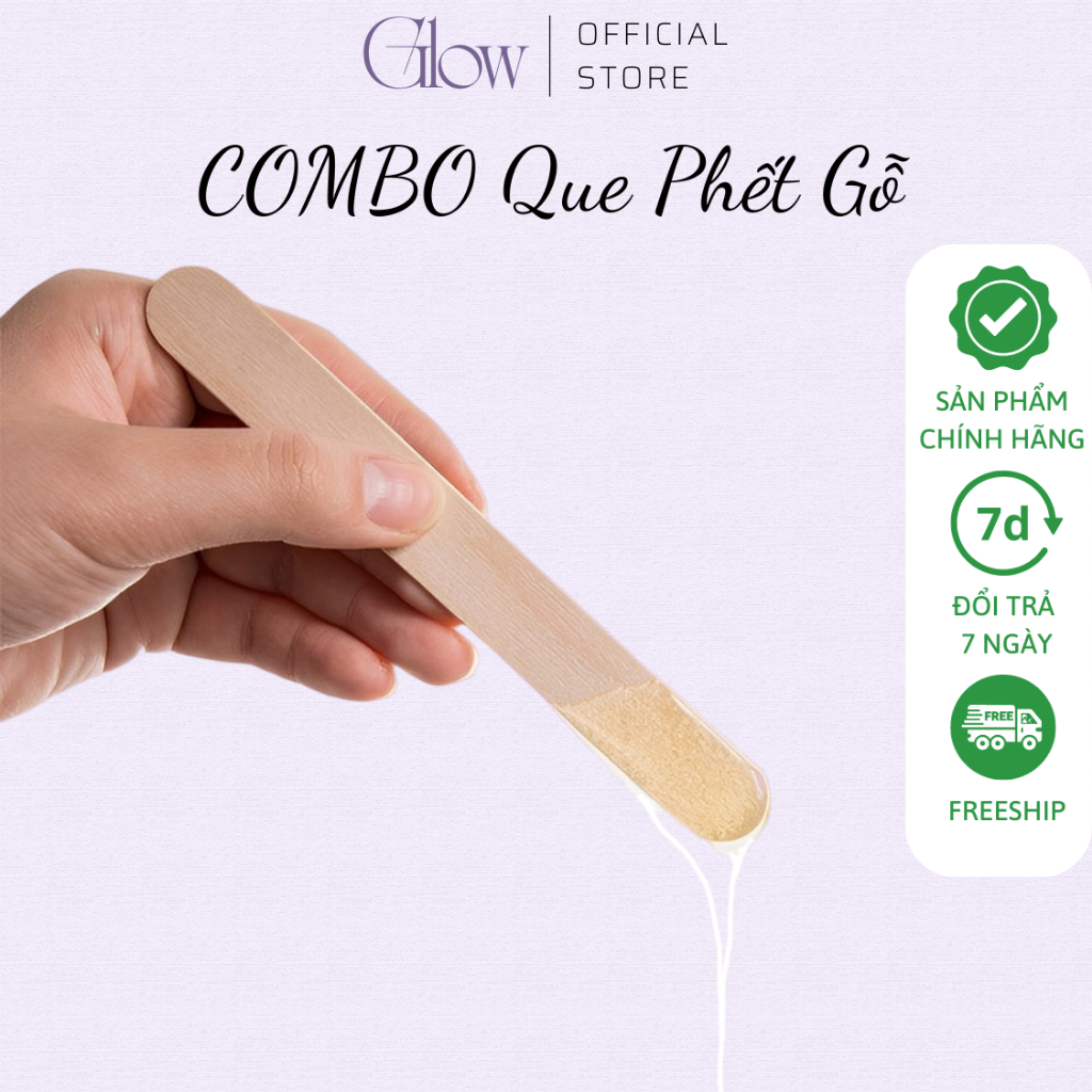 Combo 4 Que Gỗ Phết Sáp Glow Waxing Size Lớn Phết Sáp Wax Lông