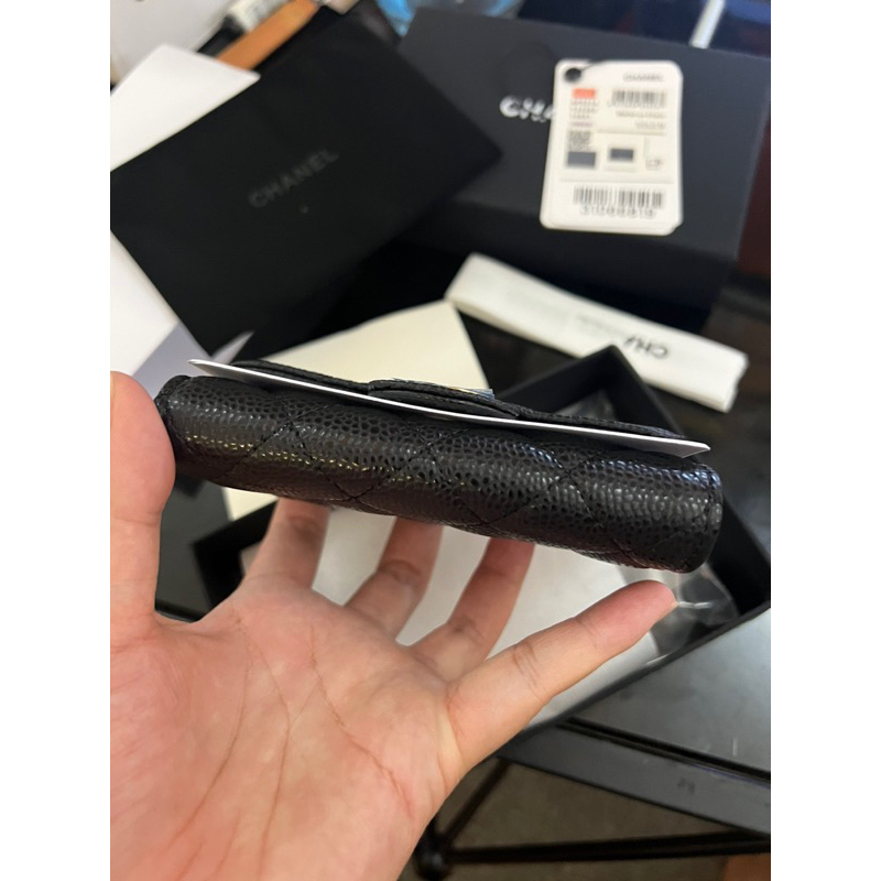 💎Ví CC WALLET MINI SIEU CAP - Size 11cm - Da bê hạt caviar nhập khẩu