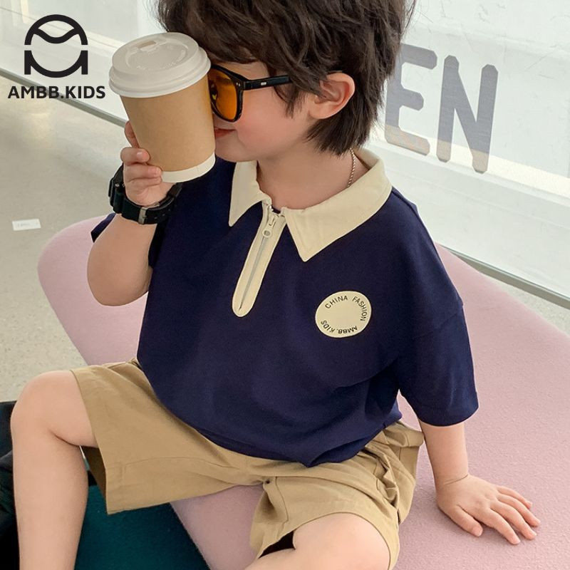 Áo POLO cho bé trai Ambb.kids ,áo phông vải cotton co giãn nhẹ, phong cách thể thao năng động, cá tính dành cho bé