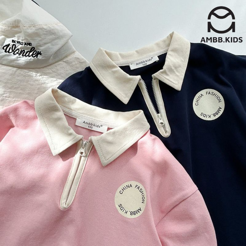 Áo POLO cho bé trai Ambb.kids ,áo phông vải cotton co giãn nhẹ, phong cách thể thao năng động, cá tính dành cho bé