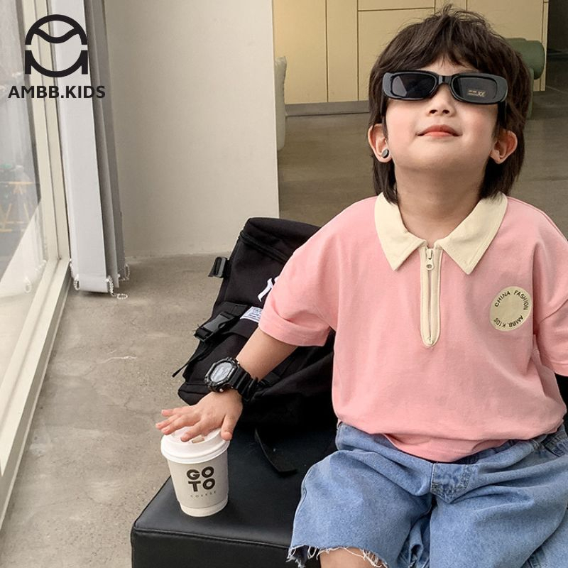Áo POLO cho bé trai Ambb.kids ,áo phông vải cotton co giãn nhẹ, phong cách thể thao năng động, cá tính dành cho bé