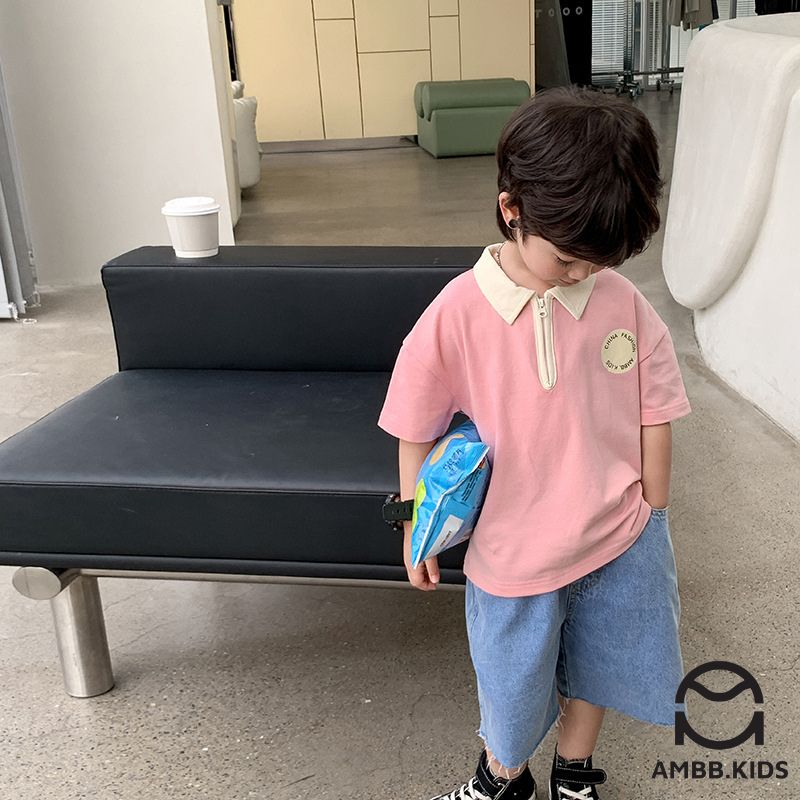 Áo POLO cho bé trai Ambb.kids ,áo phông vải cotton co giãn nhẹ, phong cách thể thao năng động, cá tính dành cho bé
