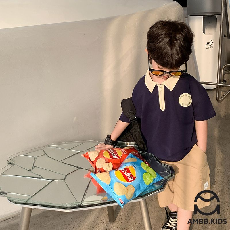 Áo POLO cho bé trai Ambb.kids ,áo phông vải cotton co giãn nhẹ, phong cách thể thao năng động, cá tính dành cho bé