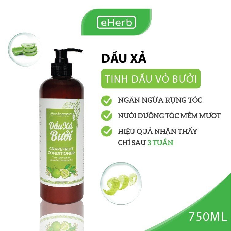 [MỌC TÓC - TIẾT KIỆM] Combo Dưỡng Tóc Mọc Nhanh Dầu Gội Bưởi, Dầu Xả Bưởi Size Lớn MILAGANICS 750ml/ Chai