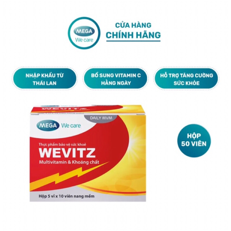 WEVITZ - Bổ sung Vitamin & Khoáng chất tăng cường sức khỏe hàng ngày (hộp 50 viên)