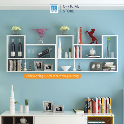 Bộ 2 Kệ Sách Gỗ Trang Trí Treo Tường Chữ L và Chữ U SIB DECOR KT812
