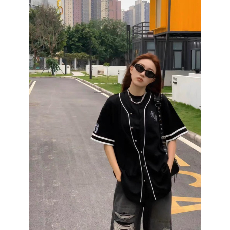 Áo khoác bóng chày - Chrome Hearts - CH logo thánh giá da black kim loại