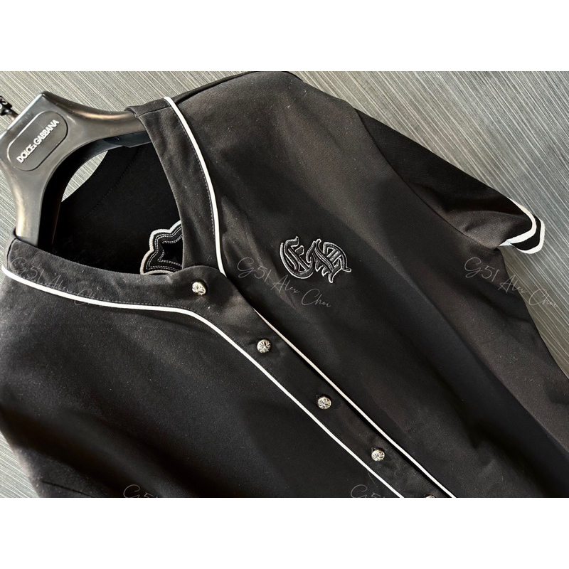 Áo khoác bóng chày - Chrome Hearts - CH logo thánh giá da black kim loại