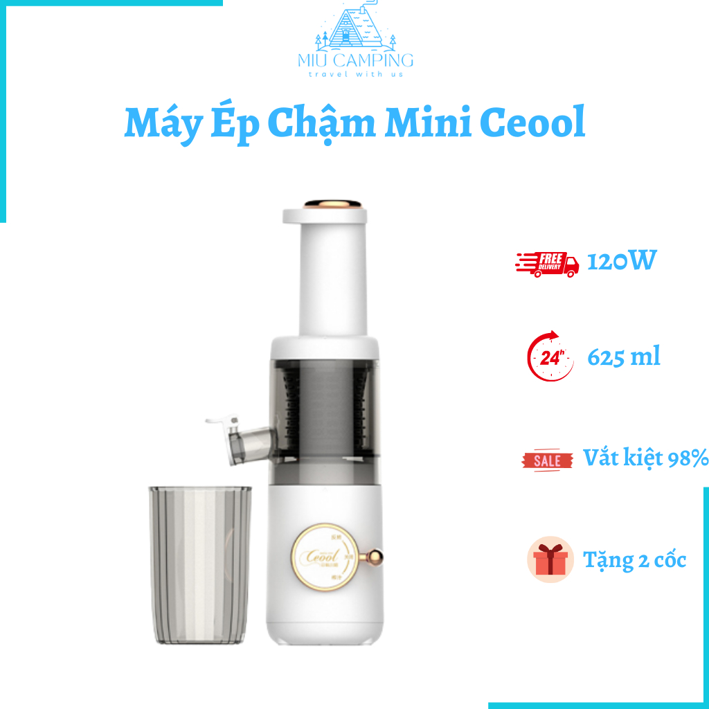 Máy ép chậm mini Ceool, máy ép trái cây dung tích 625ml, công suất 120w hiện đại - Miu camping