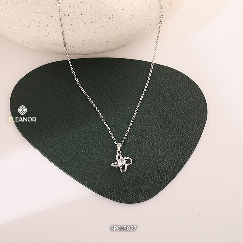 Dây chuyền nữ bạc 925 Eleanor Accessories mặt hình hoa đính đá lấp lánh phụ kiện trang sức 5827