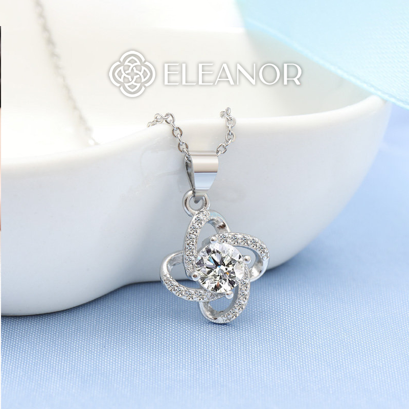 Dây chuyền nữ bạc 925 Eleanor Accessories mặt hình hoa đính đá lấp lánh phụ kiện trang sức 5827