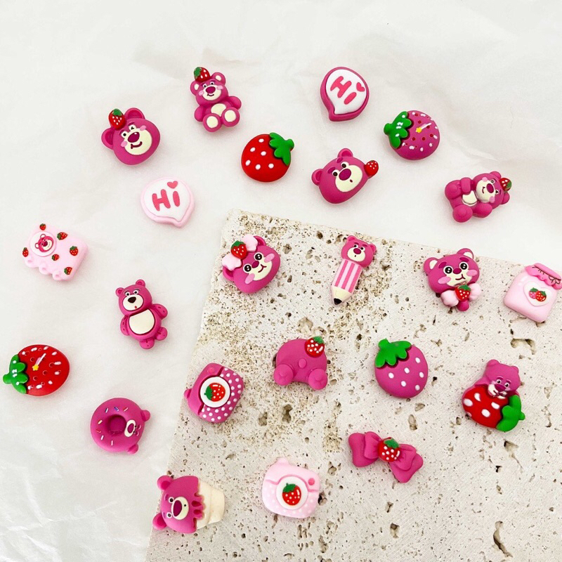 SET CHARM NAIL 3D GẤU DÂU