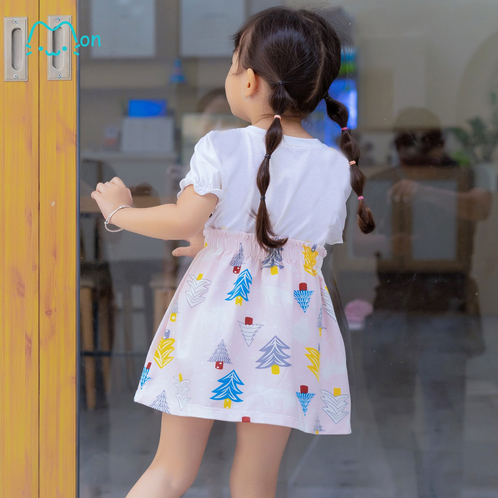 Chân váy bé gái 2,3,4,5,6,7,8,9,10 tuổi chất cotton họa tiết xinh xắn, phù hợp đi chơi, đi học MonBabies MCV2241