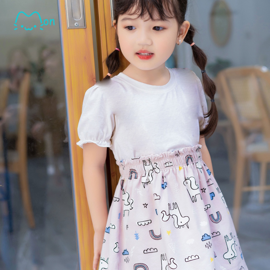 Chân váy bé gái 2,3,4,5,6,7,8,9,10 tuổi chất cotton họa tiết xinh xắn, phù hợp đi chơi, đi học MonBabies MCV2241