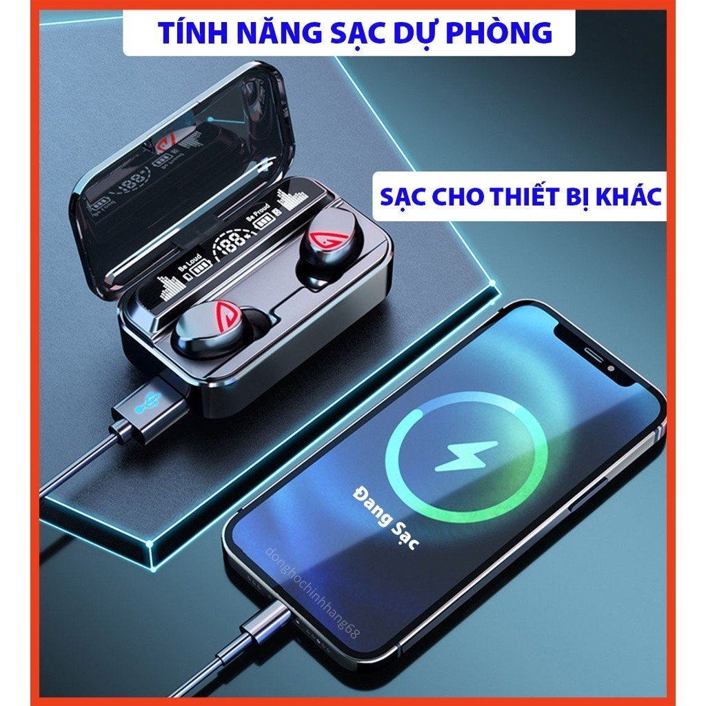 Tai nghe nhét tai bluetooth S10 Pro Không Dây Có Cảm Ứng Vân Tay Thông Minh - Tai Nghe chơi game nghe nhạc cực đỉnh