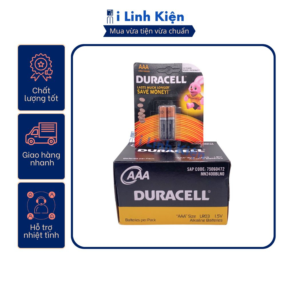 Pin Duracell AA - AAA 1.5V vỉ 2 viên siêu bền chất lượng tốt.