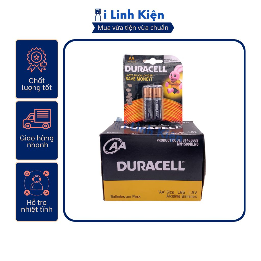 Pin Duracell AA - AAA 1.5V vỉ 2 viên siêu bền chất lượng tốt.